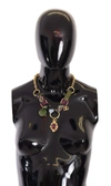 DOLCE & GABBANA GOLD TONE BRASS FABRIC CRYSTALS  JEWELRY NECKLACE