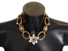 DOLCE & GABBANA GOLD WHITE LILY FLORAL CHAIN STATEMENT NECKLACE