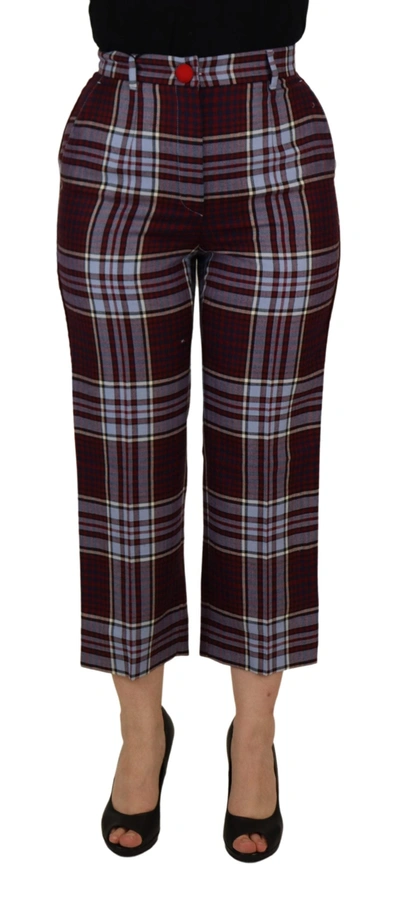 Dolce & Gabbana Gray Checked High Waist Cropped Trouser Pants
