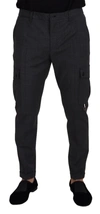 Dolce & Gabbana Gray Checked Cargo Trousers Stretch Pants In Gray