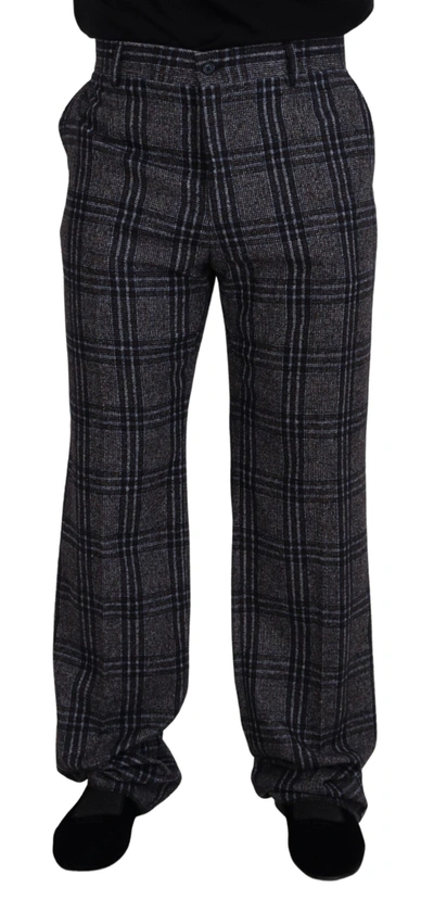 Dolce & Gabbana Grey Checkered Mid Waist  Trousers