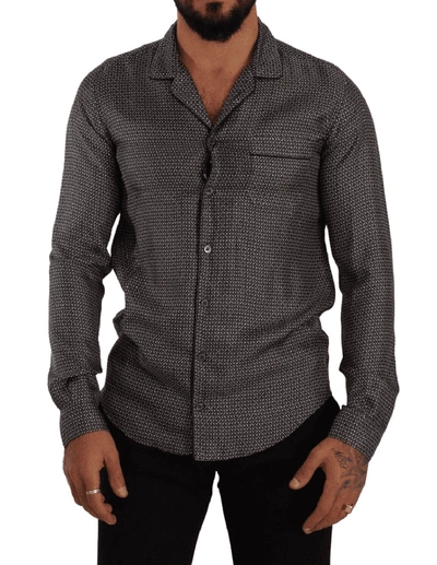 Dolce & Gabbana Gray Fantasy Pattern Pajama Top Mens Shirt