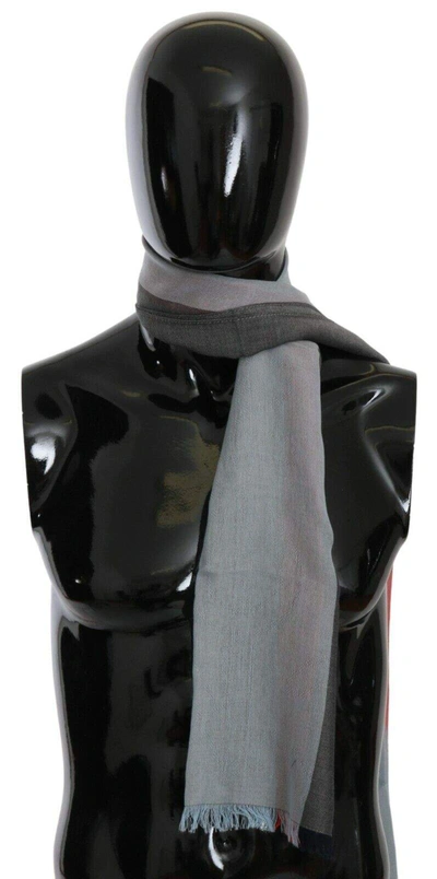 Dolce & Gabbana Gray Fringe Neck Wrap Cotton Scarf