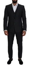 Dolce & Gabbana Black Single Breasted Formal Wool Blazer In Gray