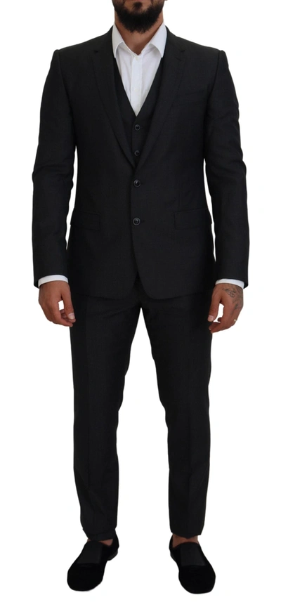 DOLCE & GABBANA GRAY MARTINI 3 PIECE SLIM FIT SUIT