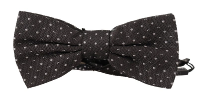 Dolce & Gabbana Grey Polka Dot 100% Silk Neck Papillon Tie In Black