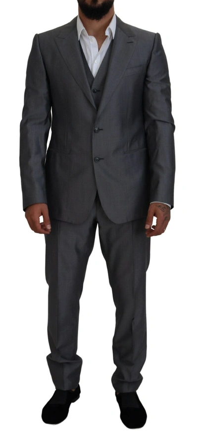 Dolce & Gabbana Grey Sicilia 3 Piece Slim Fit Suit