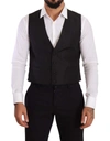 DOLCE & GABBANA GRAY SILK SLIM FIT WAISTCOAT FORMAL VEST