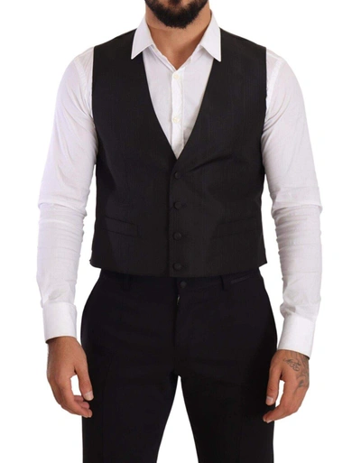 Dolce & Gabbana Grey Silk Slim Fit Waistcoat Formal Waistcoat