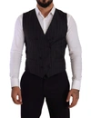 DOLCE & GABBANA GRAY STRIPED DOUBLE BREASTED WAISTCOAT VEST
