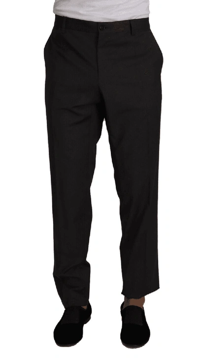 Dolce & Gabbana Black Wool Skinny Formal Trouser Pants In Gray