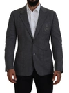 DOLCE & GABBANA GRAY WOOL STRETCH SLIM FIT JACKET BLAZER