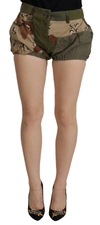 Dolce & Gabbana Green High Waist Hot Pants Cotton Army Shorts In Green