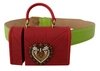 Dolce & Gabbana Green Leather Devotion Heart Micro Bag Headphones Belt In Green