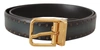 DOLCE & GABBANA GREEN PERFORATED LEATHER BRASS METAL BELT