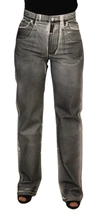 DOLCE & GABBANA GREY WASHED HIGH WAIST DENIM PANTS COTTON JEANS