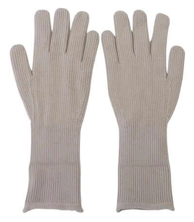 Dolce & Gabbana Light Gray Cashmere Hands Mitten S Gloves In Grey