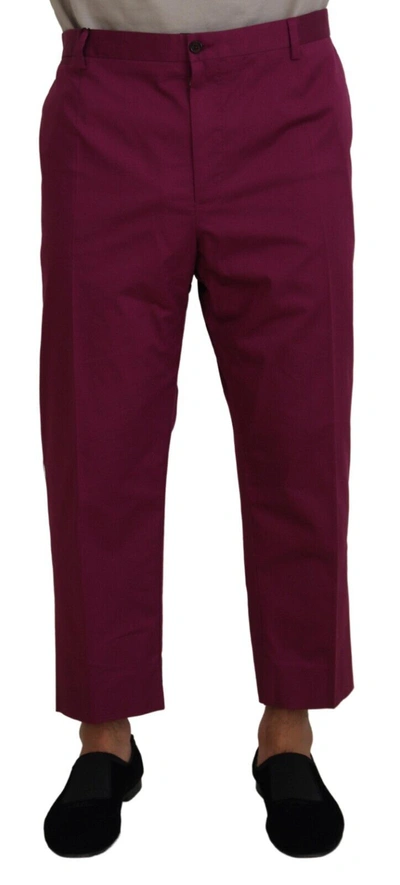 Dolce & Gabbana Magenta Cotton Dg Logo Pocket Trouser Pants In Pink