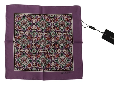 Dolce & Gabbana Majolica Patterned Square Handkerchief Silk Scarf In Multicolor