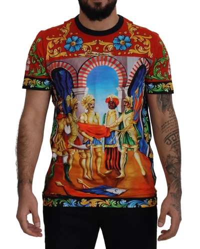 Dolce & Gabbana Majolica Soldier Cotton T-shirt In Multicolor