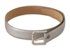 DOLCE & GABBANA METALLIC SILVER LEATHER METAL WAIST BUCKLE BELT