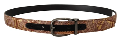 Dolce & Gabbana Multicolor Embossed Leather Black Metal Buckle Belt