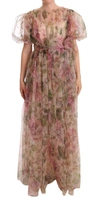 Dolce & Gabbana Multicolor Floral Print Long Maxi Gown Dress In Multicolor