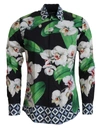 DOLCE & GABBANA MULTICOLOR FLORAL SLIM GOLD FORMAL SHIRT