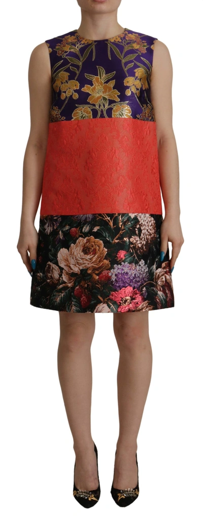 Dolce & Gabbana Multicolor Jacquard Shift Polyester Dress