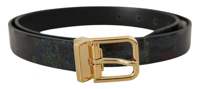 Dolce & Gabbana Multicolor Leather Gold Tone Metal Vernice Belt In Black