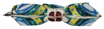 Dolce & Gabbana Multicolor Majolica Print Adjustable Papillon Bow Tie