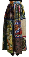 DOLCE & GABBANA MULTICOLOR PATCHWORK SICILY LONG MAXI SKIRT