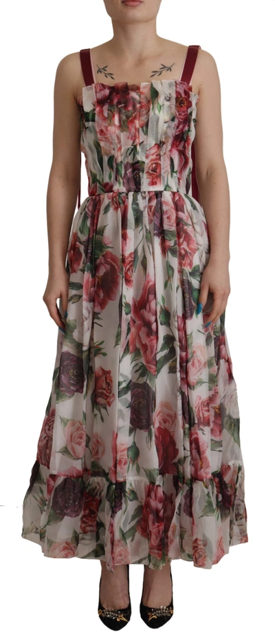 Dolce & Gabbana Multicolor Roses Floral Silk Long Maxi Dress