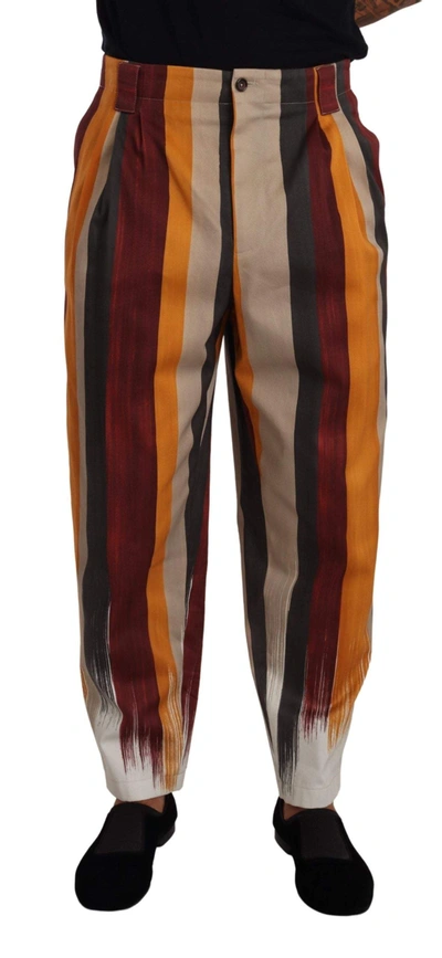 Dolce & Gabbana Multicolor Striped Cotton Tapered Trouser Pants