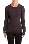 DOLCE & GABBANA MULTICOLOR STRIPED CREW NECK PULLOVER SWEATER