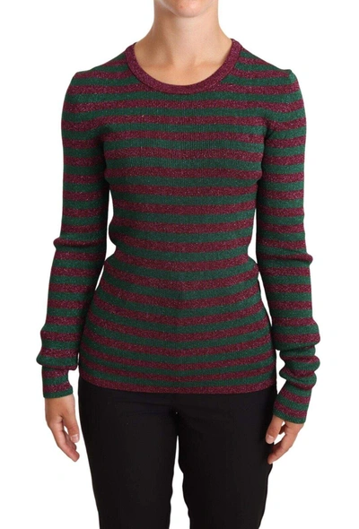 DOLCE & GABBANA MULTICOLOR STRIPED CREW NECK PULLOVER SWEATER