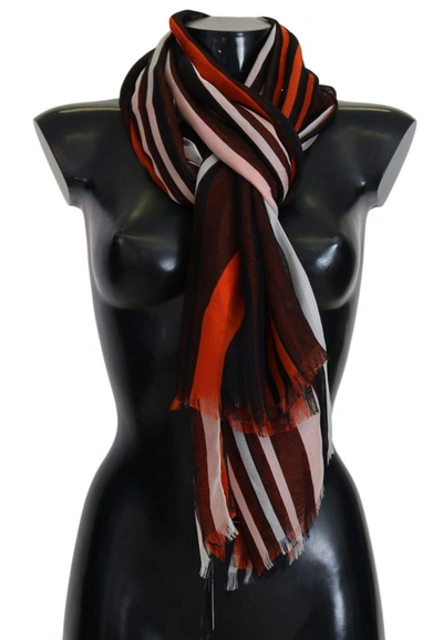 Dolce & Gabbana Multicolor Striped Silk Shawl Fringes Scarf