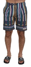 Dolce & Gabbana Multicolor Striped Stretch Cotton Shorts In Multicolor