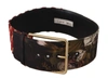 DOLCE & GABBANA MULTICOLOR WIDE LEATHER FLORAL GOLD METAL BUCKLE BELT