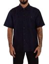 Dolce & Gabbana Navy Blue Button Down Short Sleeves Shirt In Navy Blue