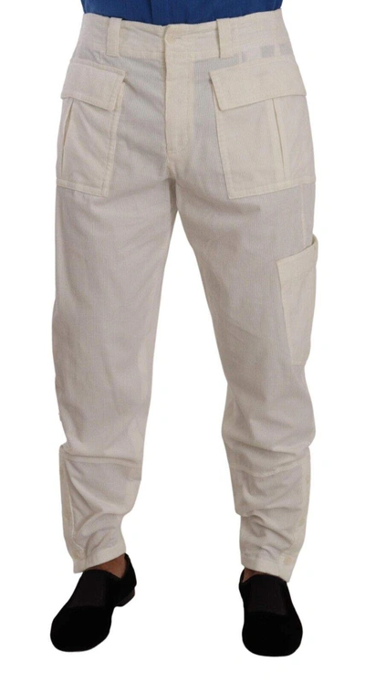 Dolce & Gabbana Off White Cotton Corduroy Cargo Pants