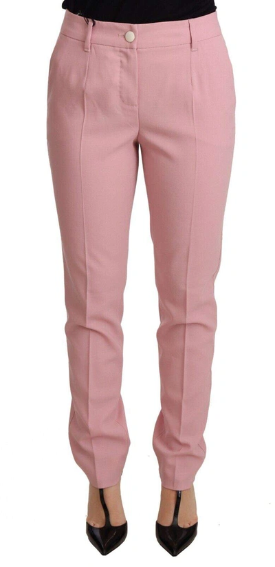DOLCE & GABBANA PINK  TROUSER VIRGIN WOOL STRETCH PANTS