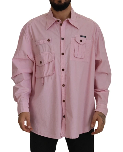DOLCE & GABBANA PINK CASUAL BUTTON DOWN LONG SLEEVES SHIRT