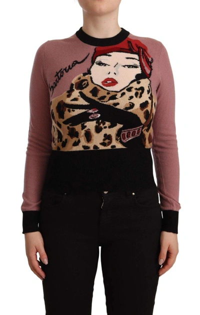 Dolce & Gabbana Pink Cashmere Crewneck Sartoria Pullover Sweater