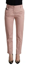 Dolce & Gabbana Pink Cotton Mid Waist Trouser Tapered Pants In Pink