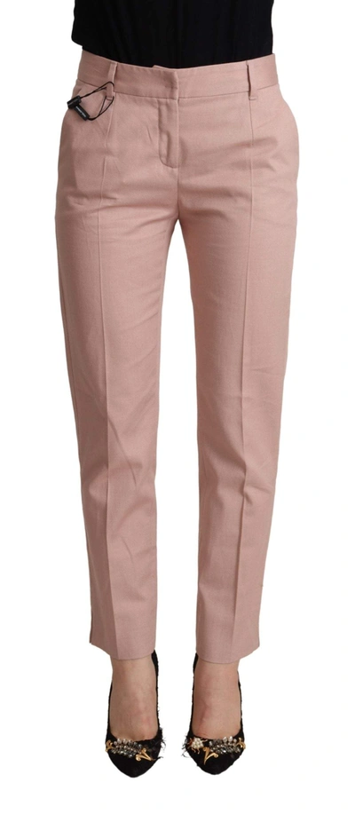 Dolce & Gabbana Pink Cotton Mid Waist Trouser Tapered Pants