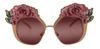 DOLCE & GABBANA PINK GOLD ROSE SEQUIN EMBROIDERY DG2202 SUNGLASSES