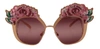 Dolce & Gabbana Pink Gold Rose Sequin Embroidery Dg2202 Sunglasses In Pink