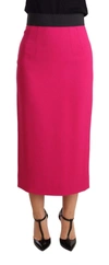 Dolce & Gabbana Pink High Waist Stretch Pencil Straight Skirt In Pink