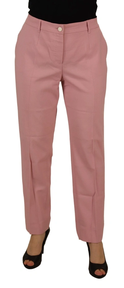 DOLCE & GABBANA PINK MID WAIST STRAIGHT LEG TROUSER PANTS